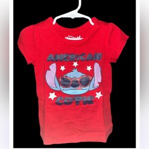 Disney Red Short Sleeve Tee with Stitch Graphic